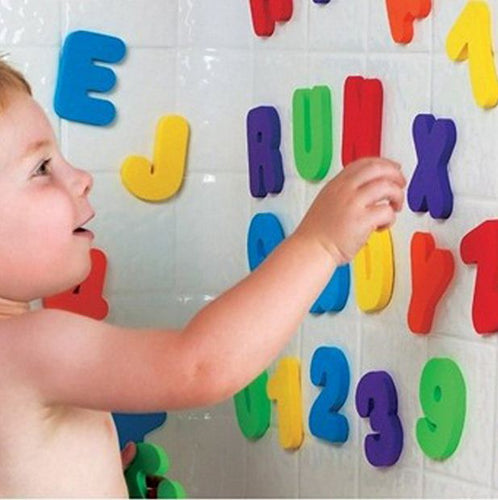 36pcs/set Alphanumeric Letter Puzzle Bath Toys Soft EVA Kids Baby Bathroom Water Toys Early Educational Suction Up Bathing Toy